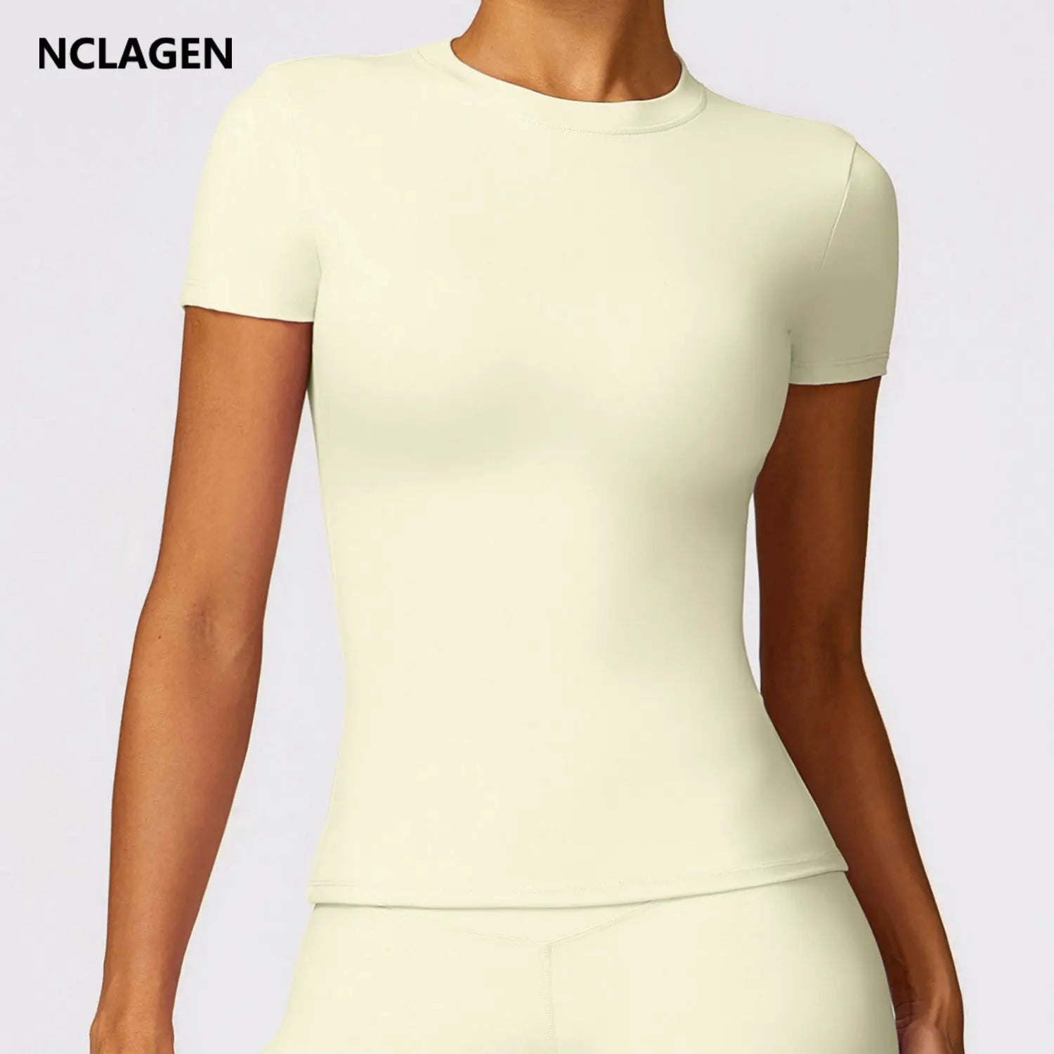 NCLAGEN Gym Top Women Short Sleeve Workout T Shirt Activewear